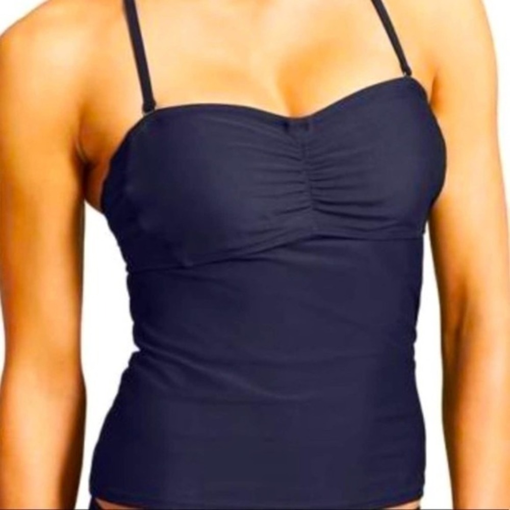 ATHLETA Waterfall Navy Blue Bandeau Tankini Top
